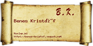 Benes Kristóf névjegykártya